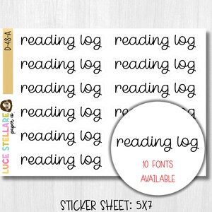 Reading Log Script Header Planner Stickers /D-48