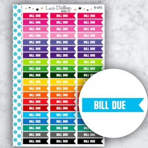 BILL DUE Flag Planner Stickers / B-650