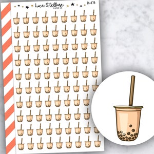 BUBBLE TEA Planner Stickers / Boba Mini Icon Planner Stickers / Boba Stickers / Erin Condren Planner / Happy Planner / B-478