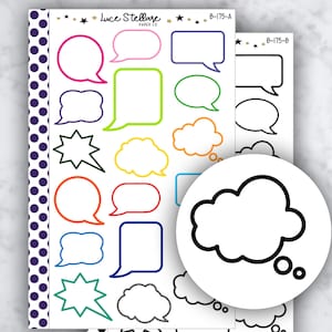 Adesivi per planner SPEECH BUBBLE / Adesivi con scatole piene di fumetti / Etichette per fumetti / B-175