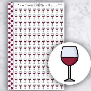 Pegatinas para planificador de copas de vino / Recordatorio para beber vino / Pegatinas para recordatorios de fiestas / Planificador de Erin Condren / Planificador feliz / B-100