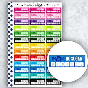 NO SUGAR TRACKER Viertel Boxen Aufkleber / Aufkleber / Funktionale Aufkleber / Erin Condren Planer / Happy Planner / bc-23