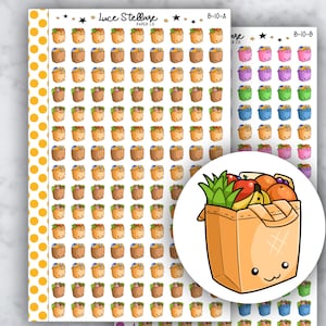 KAWAII LEBENSMITTELBEUTEL Sticker / Lebensmittel Einkaufs Erinnerung / Lebensmittel Aufkleber / Erin Condren Planer / Happy Planner Sticker / B-10