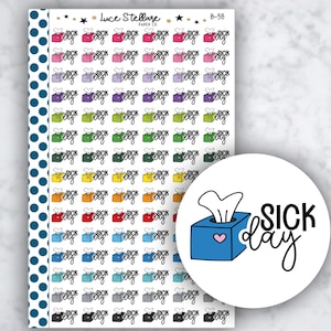 TISSUE BOX Planner Stickers / Sick Day Planner Stickers /  B-58
