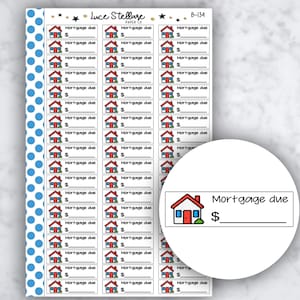HYPOTHEK DUE Planer Aufkleber / Bill Due Aufkleber / Budget Aufkleber / Rent Due Aufkleber / Erin Condren Planer / Happy Planner / B-134