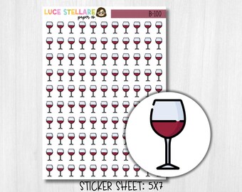 Wine Glass Planner Stickers / B-100