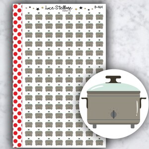 Pegatinas del planificador de olla de cocción lenta / pegatinas del planificador de ollas de barro / pegatinas de recordatorio de cena / icono de la cena de cocina / planificador de Erin Condren / B-464