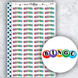 Planner Stickers BINGO / Cartes de bingo-test / Rappel de nuit de bingo / Bingo Tracker / Erin Condren Planner / Happy Planner / B-39