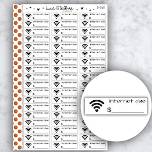 INTERNET BILL DUE plannerstickers / Wifi Bill Due plannerstickers / B-360