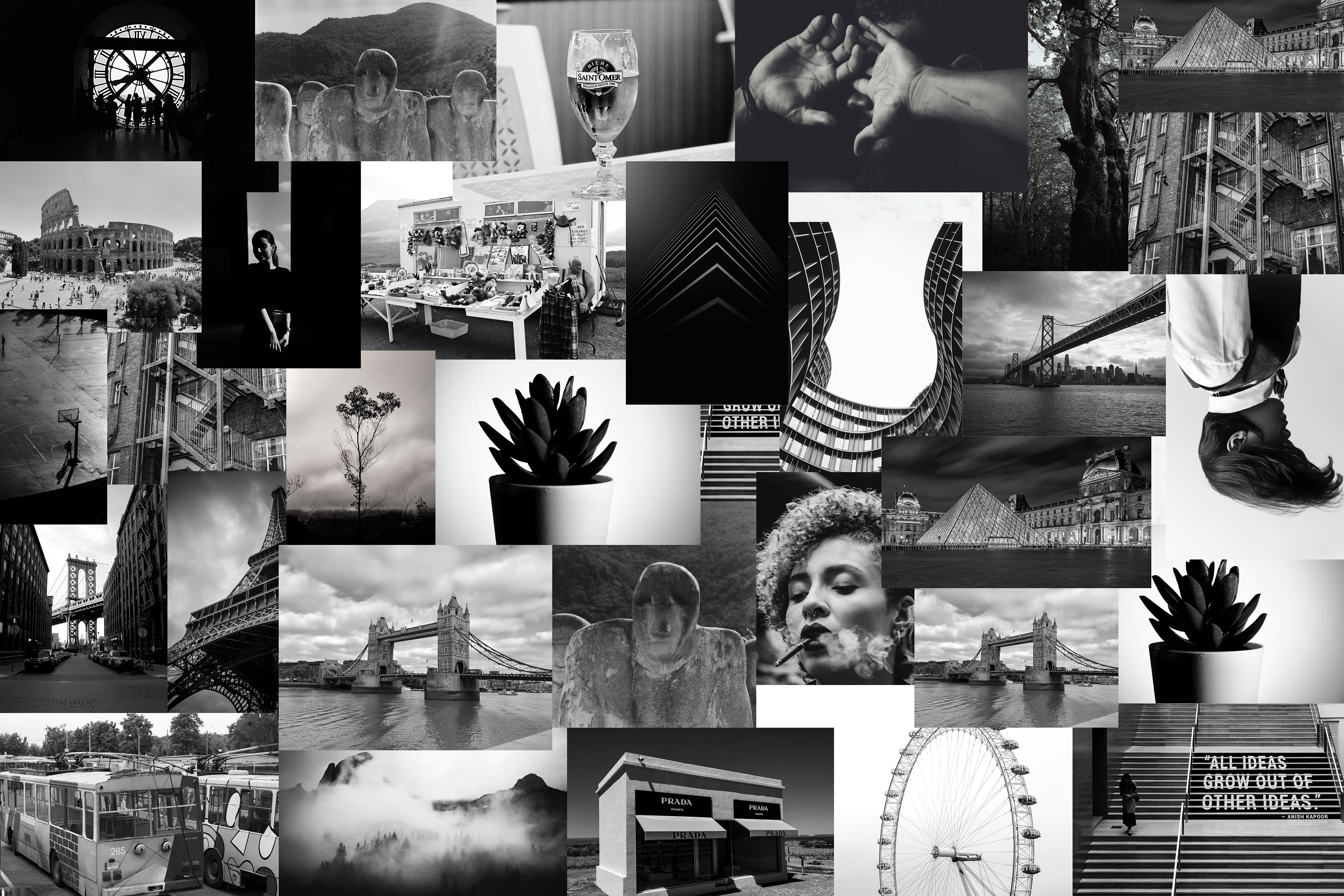 SCHWARZ UND weiß Collage schwarze Farbe Collage neutrale | Etsy