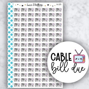 CABLE BILL DUE plannerstickers / stickers factuur verschuldigd / stickers budgetplanner / verschuldigde elektriciteitsrekening/B-205