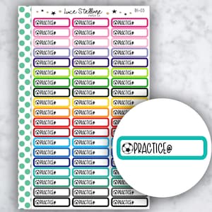 SOCCER PRACTICE Planner Stickers / Soccer Stickers / Soccer Practice reminder / Soccer Game Stickers / Quarter Box Stickers BI-03