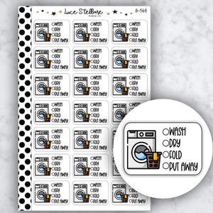 LAUNDRY CHECKLIST Planner Stickers /Laundry Planner Stickers  / Laundry Tracker /B-568