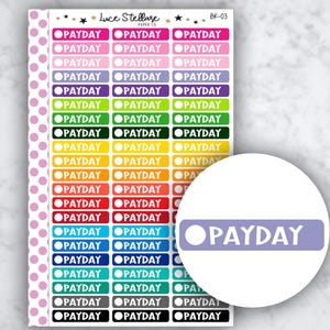 Naklejki PAYDAY Planner / Naklejki Pay Day / Naklejki funkcjonalne / Planner Erin Condren / Naklejki Happy Planner / Naklejki Quarter Box BK-03