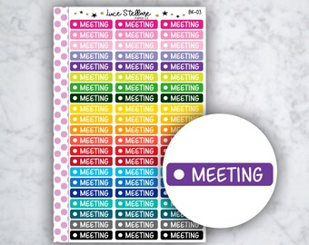 MEETING REMINDER Planner Stickers/ Meeting Planner Stickers / Erin Condren Planner / Happy Planner / Functional Stickers / BK-03
