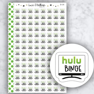 HULU BINGE Planner Stickers / Watch TV Stickers /  Erin Condren Planner / Happy Planner Stickers / Functional Stickers / Icon Sticker /B-114