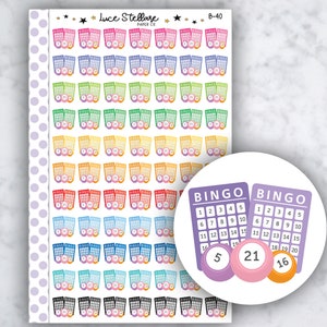 Planner Stickers BINGO / Cartes de bingo autocollants / Rappel de nuit de bingo / Suivi de bingo / Erin Condren Planner / Happy Planner /B-40