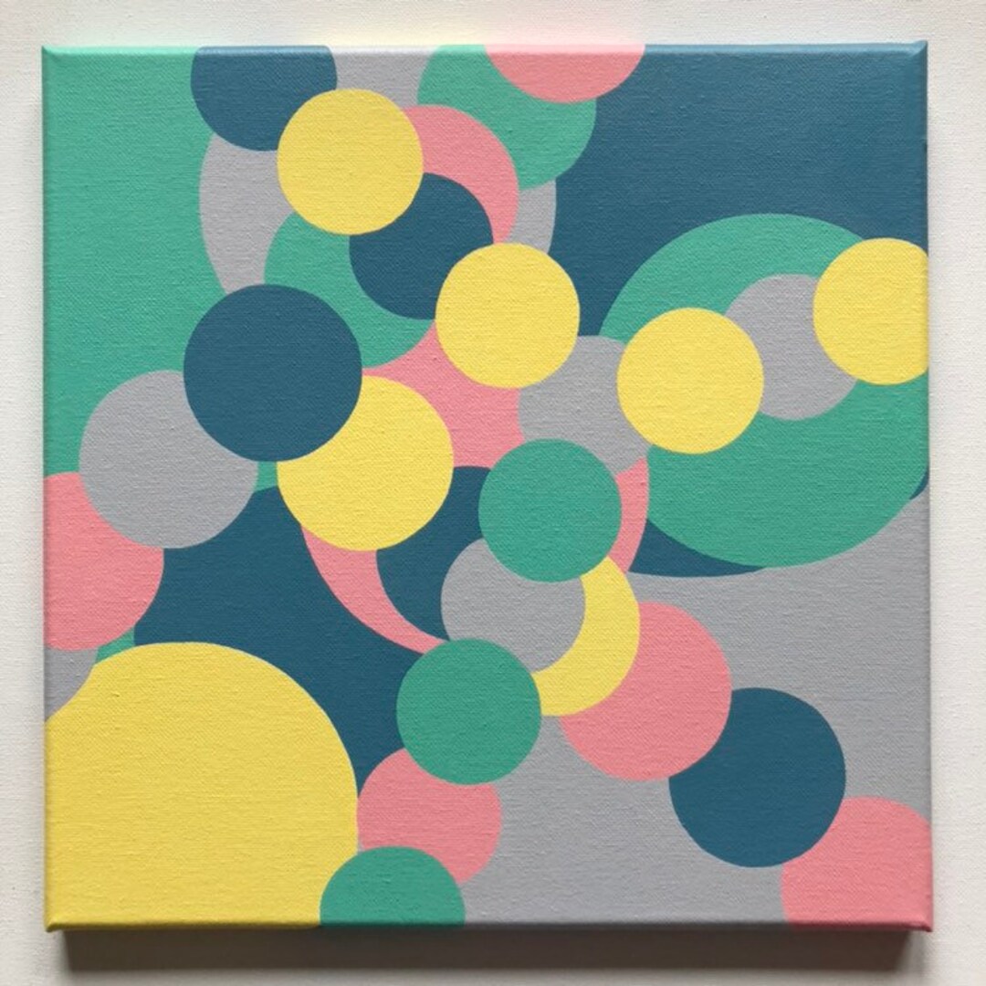 Abstract Painting Circles Colorful Circular Art on Canvas Etsy