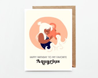 Aquarius Birthday Card - Etsy