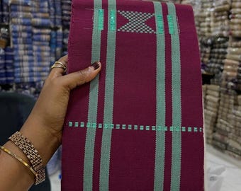 Handwoven Kente Aso-Oke Fabric, Traditional Yoruba Cotton Textile, Nigerian Wedding Attire