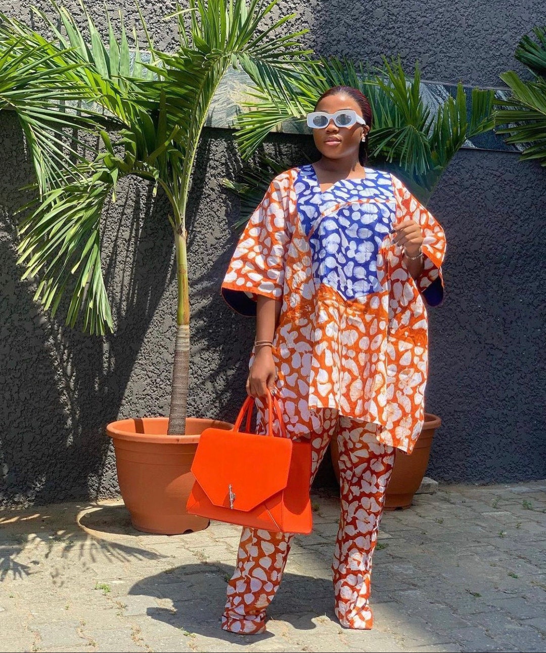 Adire Cotton Trouser and Shirt Set, Kampala Dashiki Outfit