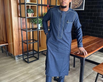 2 piece African Men Shirt With Matching Pant, Nigerian Men Native Set, Ethnic Groom Suit, Men Traditional Wear, Wedding Guest Kaftan Cloth