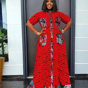 Patchwork Ankara Maxikleid, Baumwollkleid mit afrikanischem Druck