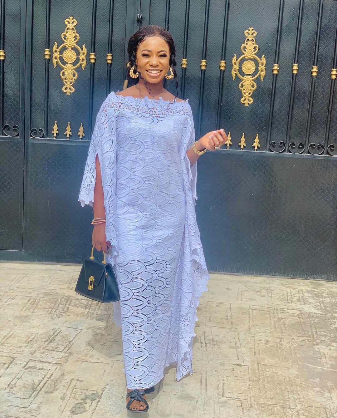 Off Shoulder Nigeria Lace Dress White Wedding Guest Bubu - Etsy