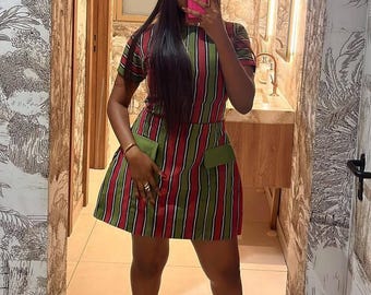 A-Line Aso Oke Dress: Yoruba Handloomed Cotton, Nigerian Wedding Guest Gown