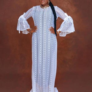 ankara white lace dresses White Lace Dress Styles Nice Kaba Styles White Ankara Styles 2025