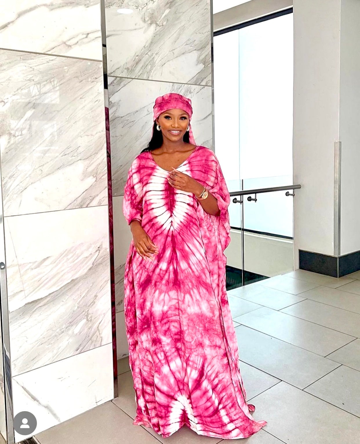 Pink Nigeria Tie Dye Dress, Plus Size Women Maxi, Handmade Adire Kaftan ...