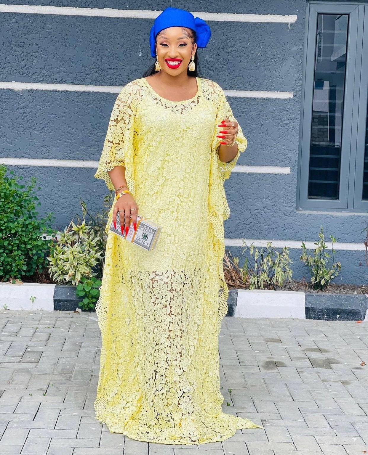 yellow lace long dress Yellow Lace Long Sleeves Round Neck Mermaid Prom Dresses , CP0486