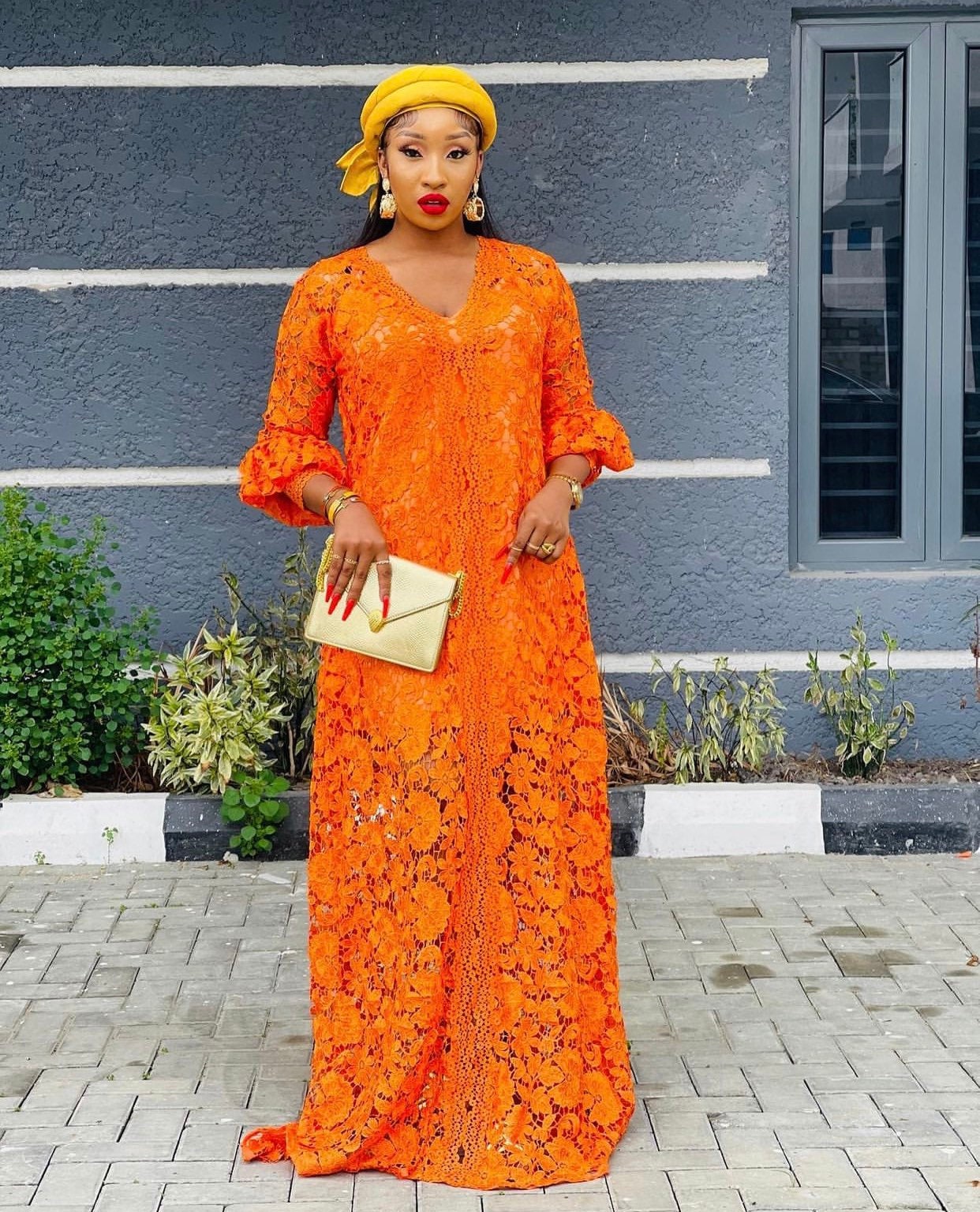 Orange Cord Lace Bubu Nigerian Luxury Wedding Guest Party - Etsy