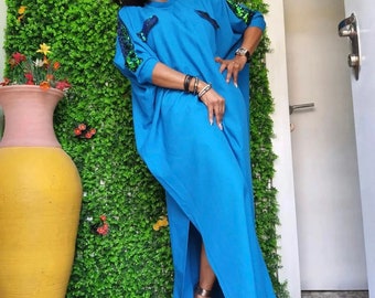 Oversized Glitter Kaftan Dress, African Bubu Style, Plus Size