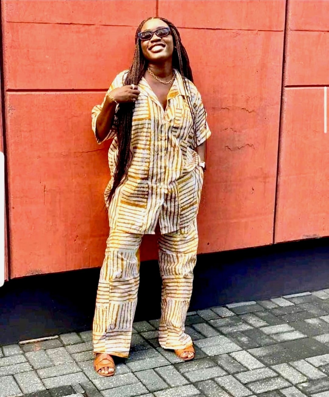 Vibrant Adire Cotton Shirt Pant Set, Kampala African Print Piece