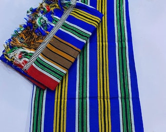 Handwoven Akwete Fabric, Nigerian Traditional Cotton Stripes, Ethnic African Royal Wear