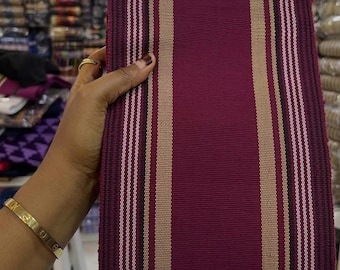 Crimson Handwoven Yoruba Aso Oke Fabric, Luxury Wedding Textile, 3 Bundles Ipele Gele