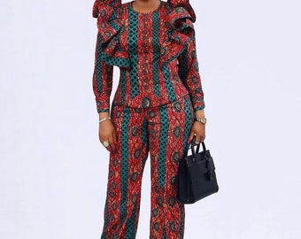 Ankara Trouser Set, African Print Outfit, Women’s Workwear