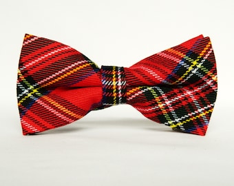 Bow tie, red tartan bow tie, Pre-Tied Bow tie, wedding bow tie, Royal Stewart bow tie, grooms Bow tie, red plaid bow tie