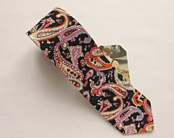 Corbata floral Paisley negra, Corbata de boda, Corbata floral Paisley, Corbata de novio, Corbata