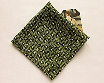 Pochette de costume vert olive, pochette de costume vert olive à pois, pochette de costume de mariage, pochette de costume verte