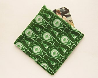 Green pocket square, Green floral pocket square, Wedding pocket square, Vintage floral pocket square