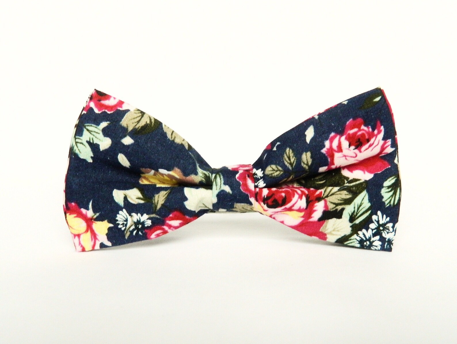 Navy floral bow tie floral bow tie Pre-tied bow tie wedding | Etsy