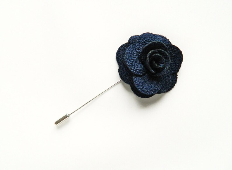 Lapel pin navy blue lapel pin wedding lapel pin boutonniere Etsy