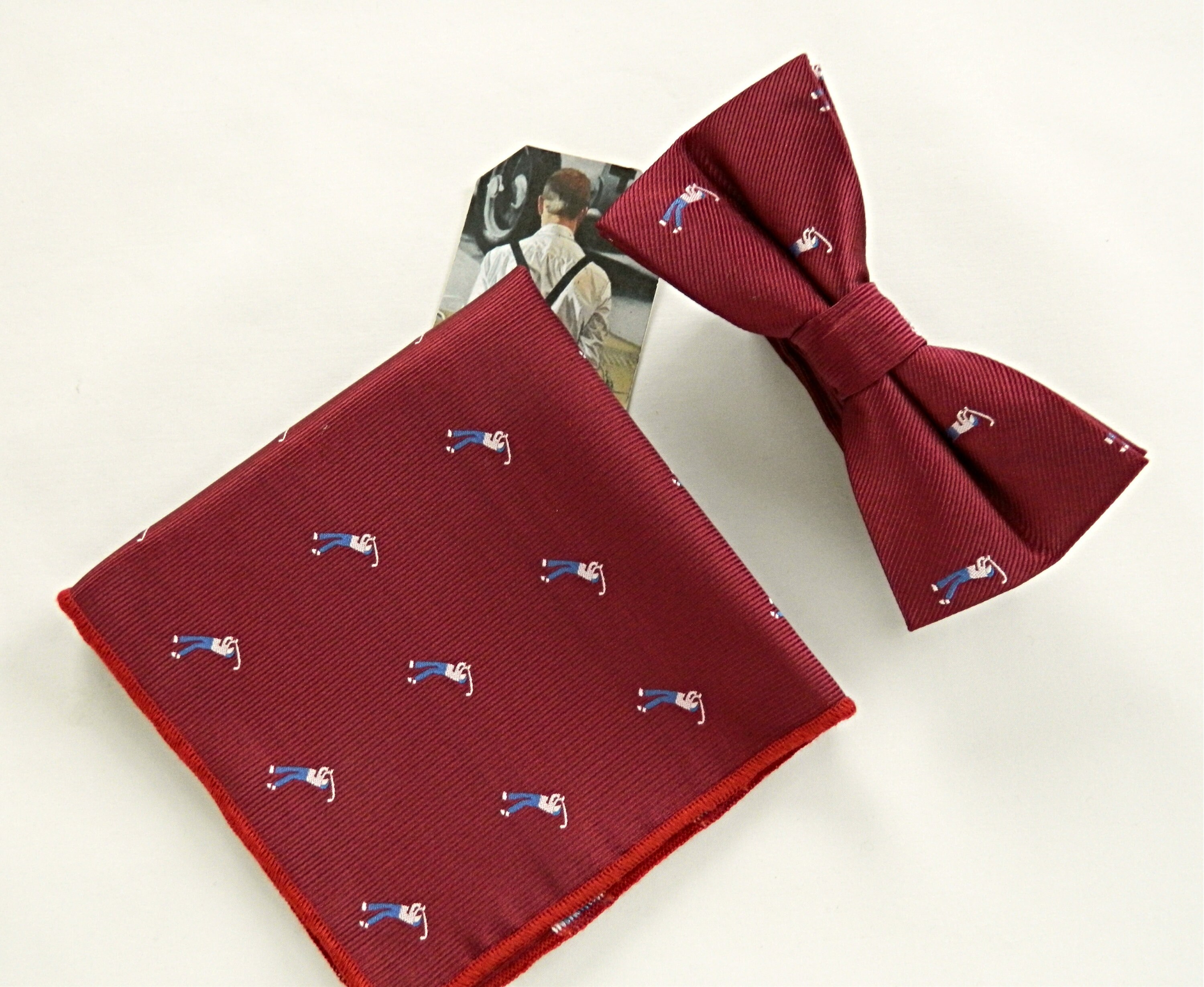Burgundy bow tie golf print bow tie Pretied bow tie golf Etsy