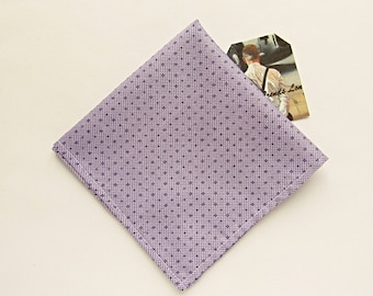 Silk Blue Pocket Square Purple & Pink Floral Handmade Handkerchief 