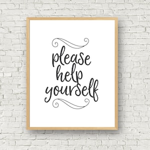 Please Help Yourself - Wedding Party Gathering Event Printable Sign - 5x7 and 8x10 - Open Bar - Refreshments sign - Digital sign