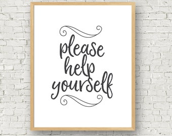 Please Help Yourself - Wedding Party Gathering Event Printable Sign - 5x7 and 8x10 - Open Bar - Refreshments sign - Digital sign