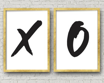 Love Art Prints - Master Bedroom Decor Art Print Set of 2 XO Love Art Printables XO 11x14 and 16x20 set of 2 digital art prints printables