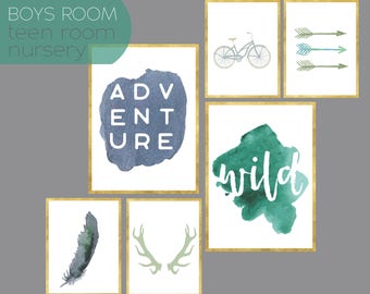 Boys Wall Art Set of 6 Mini Gallery Wall Printable Set 12x16 and 8x10 sizes included Boy Nursery Boy Teen Room Decor Toddler Boy Room Decor